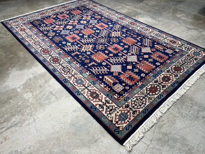 5'10"x8'9" Hand-Knotted 100% Wool Carpet - Kazak Area Rug