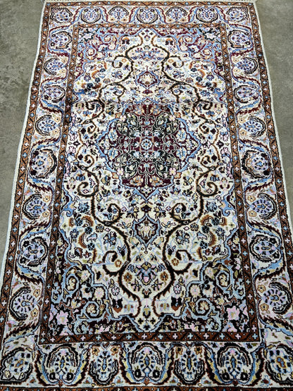 3'x5' Hand-Knotted 100% Kashmiri Silk Oriental Rug