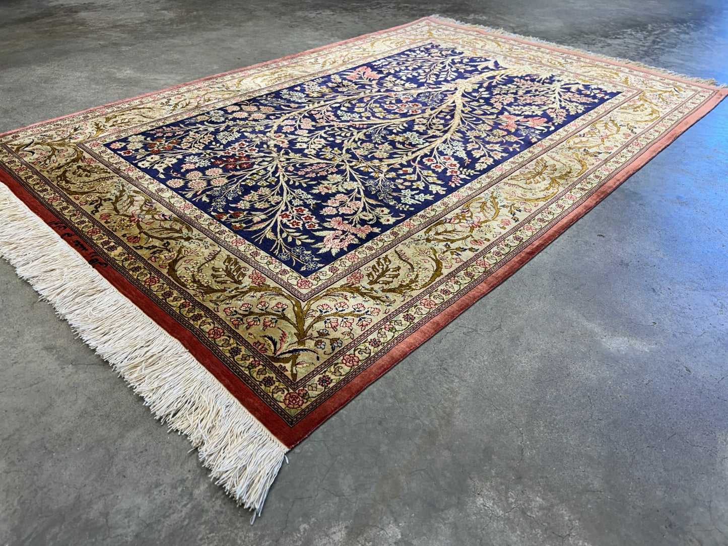 3'3"x4'11" Exquisite Extra-Fine Hand-Knotted 100% Silk Tree of Life Area Rug