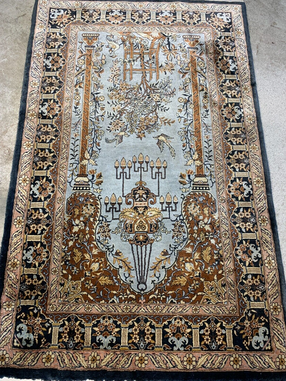 2'7"x4'1" Hand-Knotted 100% Silk Prayer Rug - Area Rug