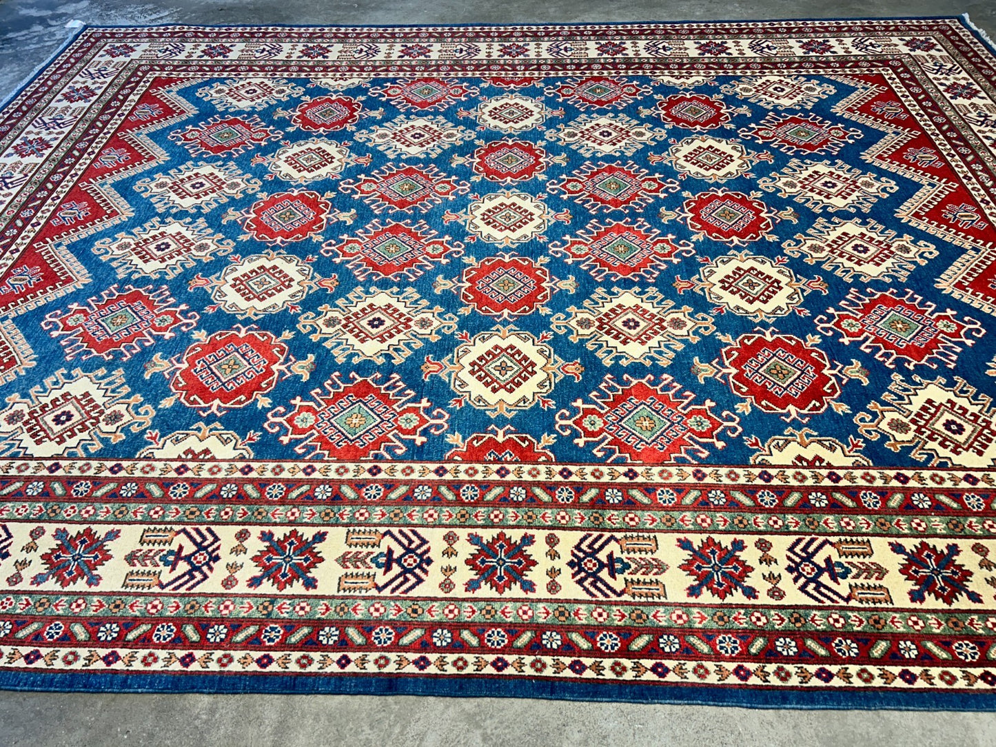 9'x12' Hand-Knotted 100% Wool Pile Kazak Rug