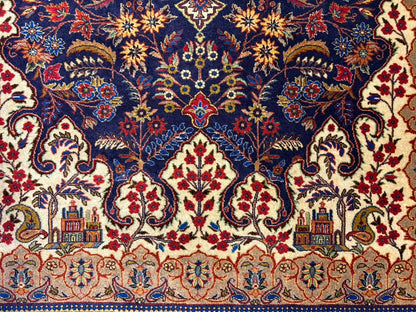 4'2”x 6'0" Antique Hand-Knotted 100% Lamb Wool Carpet - Kashane Area Rug