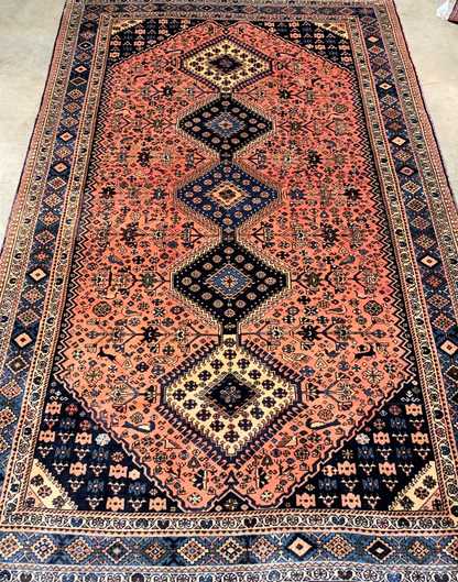 5'2'' x 8' Hand-Knotted 100% Wool Pile Yalameh Area Rug - Carpet