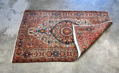 3'3"x5' Antique Hand-Knotted 100% Wool Pile Sarouke Farahan Rug