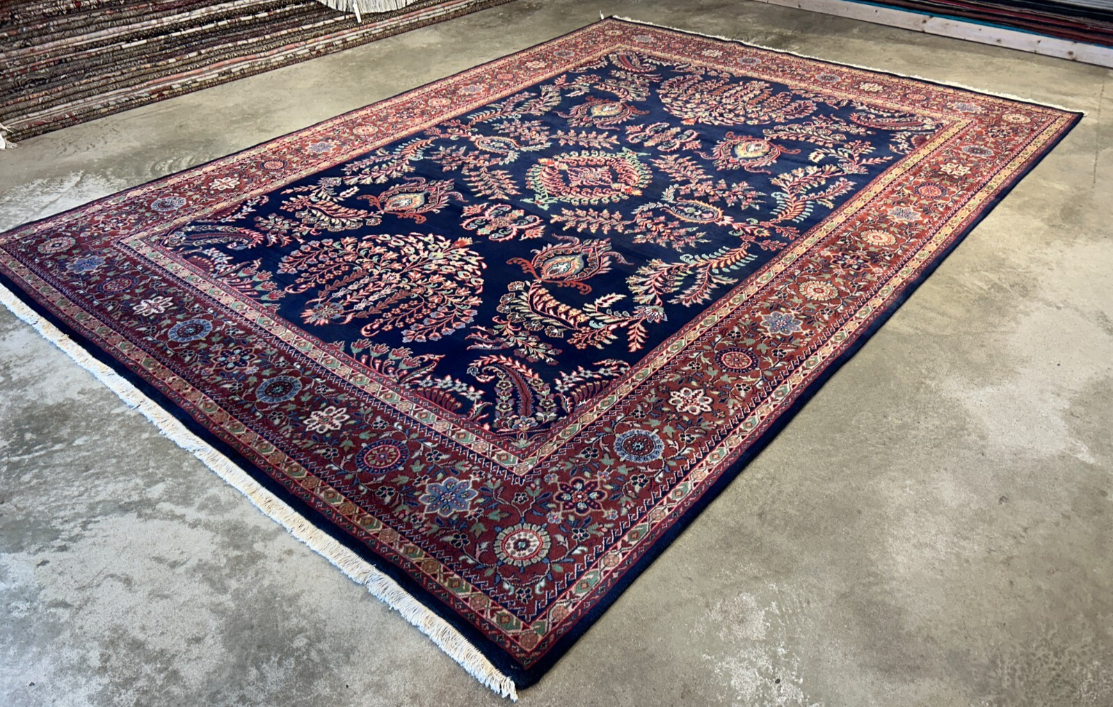 8'9"x12'1" Hand-Knotted 100% Wool Pile IndoSarouke Rug