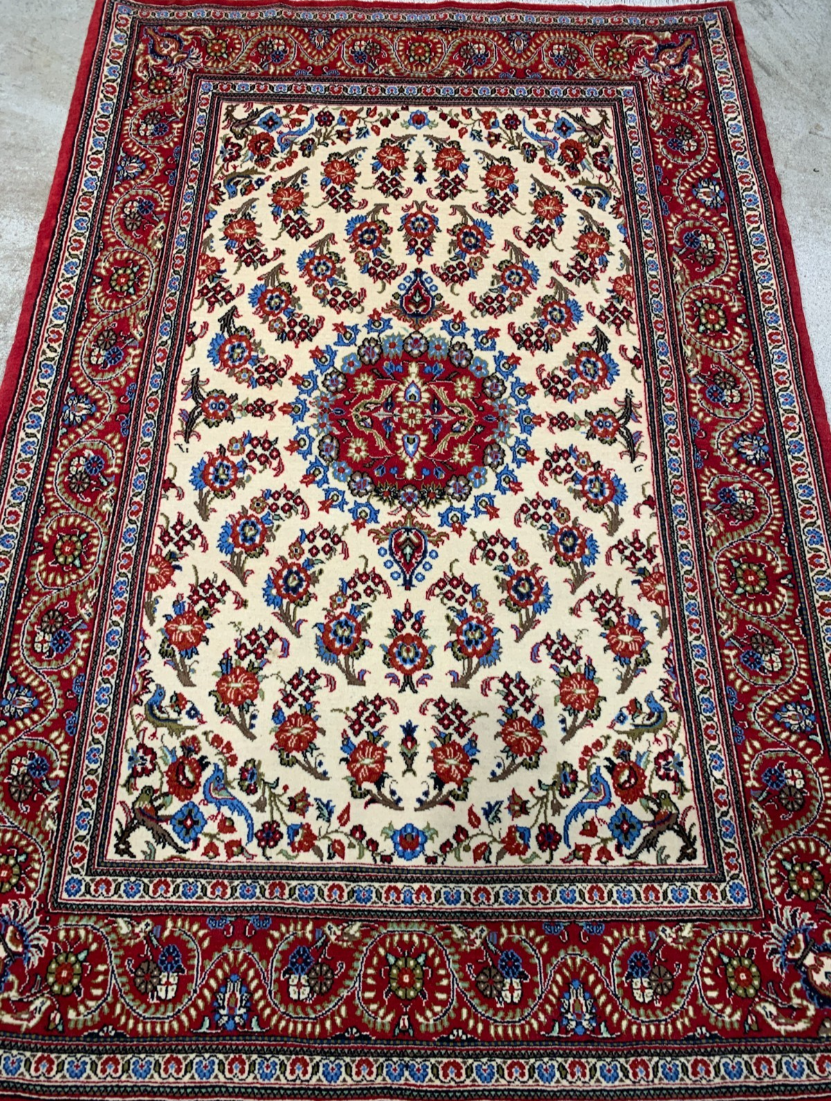 3'3"x5'2'' Hand-Knotted 100% Wool Pile Qume Area Rug