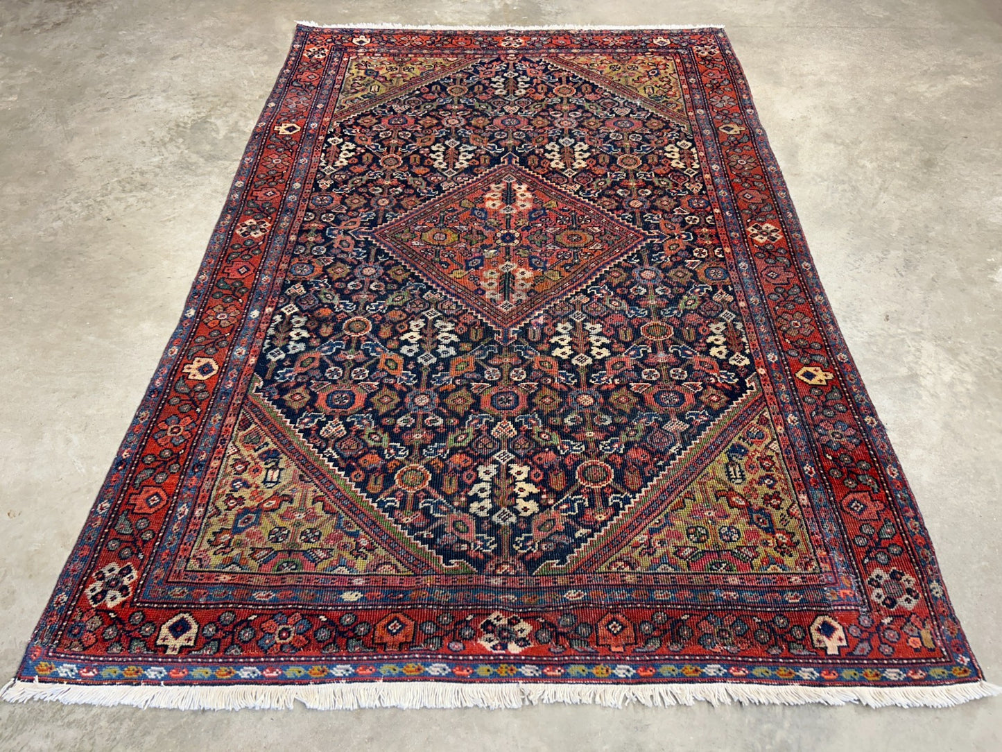 4'4"x6'6" Antique Hand-Knotted 100% Wool Pile Sennehe Area Rug - Carpet