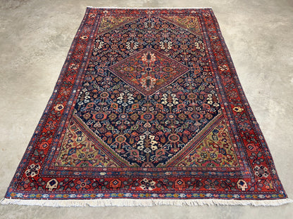 4'4"x6'6" Antique Hand-Knotted 100% Wool Pile Sennehe Area Rug - Carpet