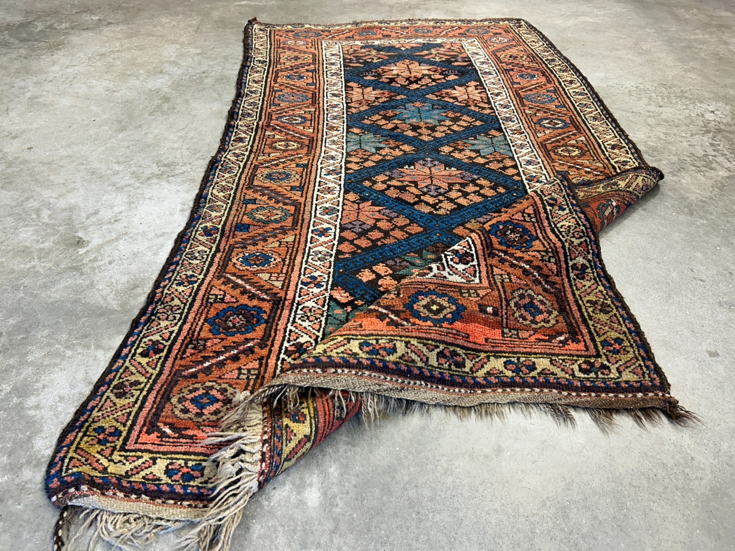 3'4"x6'6" Antique Hand-Knotted 100% Wool Pile Kordish Area Rug - Carpet