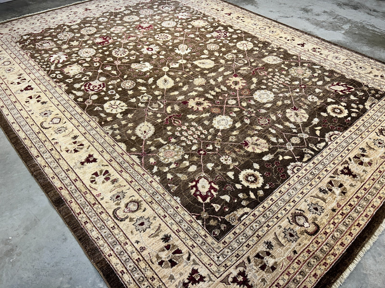 9'3"x12' Hand-Knotted 100% Wool Pile Agra Design Carpet - Area Rug