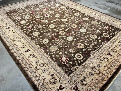 9'3"x12' Hand-Knotted 100% Wool Pile Agra Design Carpet - Area Rug