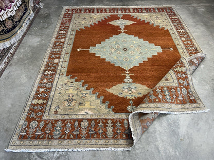 7’10”x9’11” Hand-Knotted 100% Wool Pile Indoserapi Area Rug - Carpet