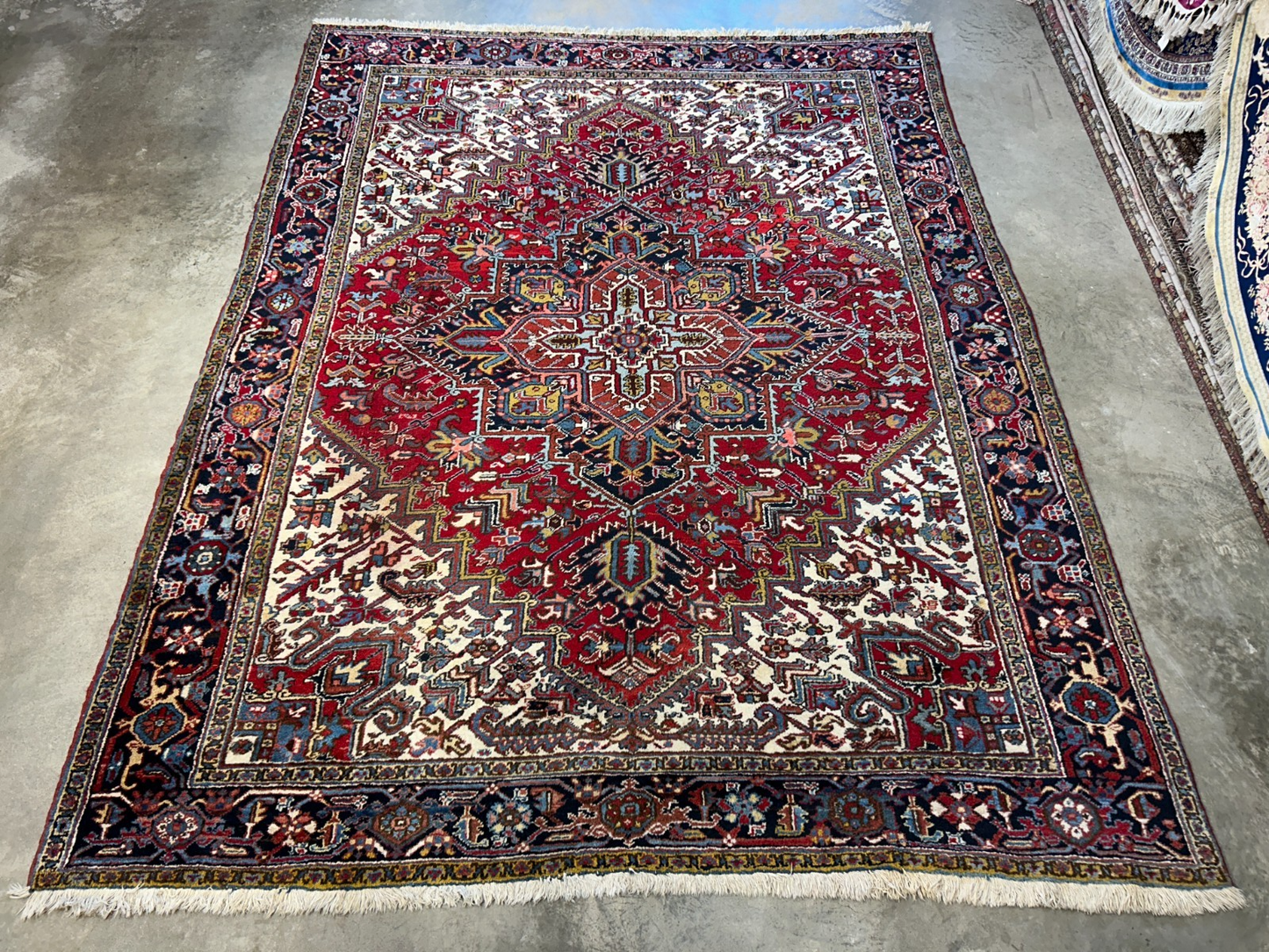 8'2"x10'8" Vintage Hand-Knotted 100% Wool Pile Herize Area Rug - Carpet