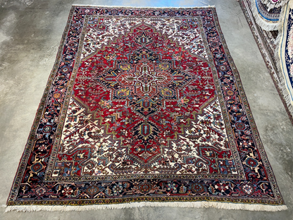 8'2"x10'8" Vintage Hand-Knotted 100% Wool Pile Herize Area Rug - Carpet
