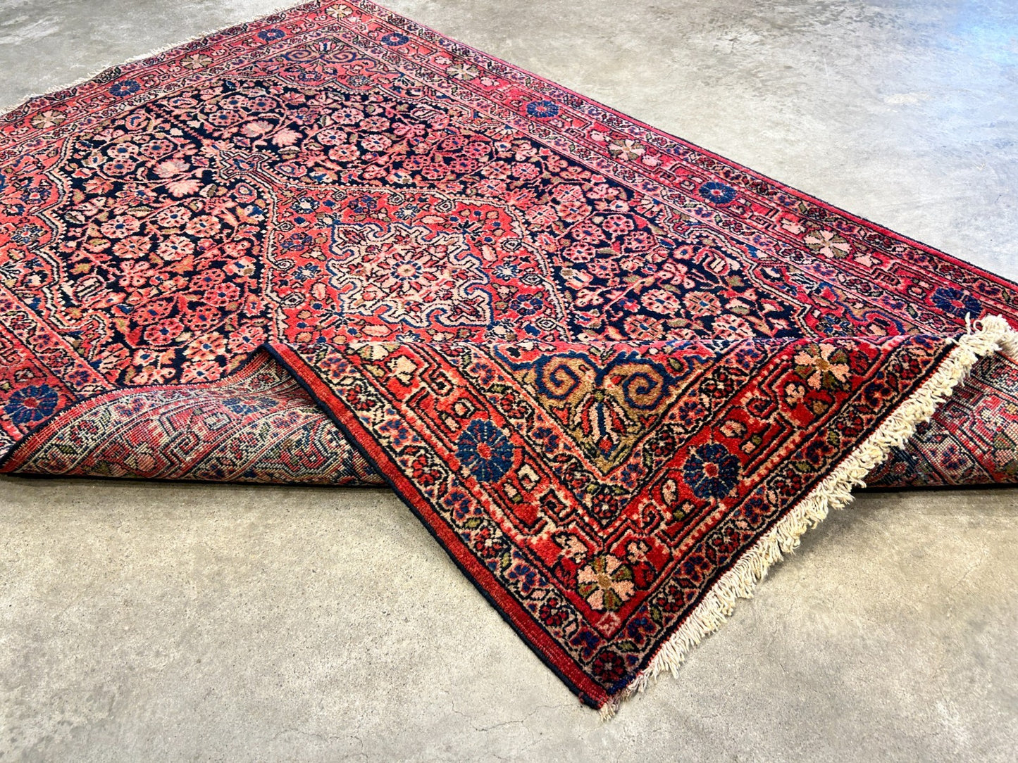 Rare Antique _ 3'5"x5'3" Hand-Knotted 100% Wool Pile Sarouke Josan Area Rug