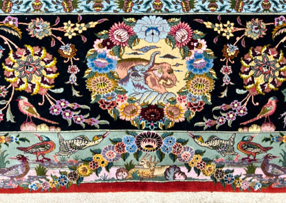 Collector Item - 10'9"x14'8" Hand-Knotted Wool & Silk Tabrize Area Rug