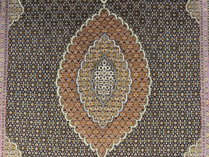 6'7"x9'9" Fine Hand-Knotted Wool & Silk Blend Tabrize Mahi Area Rug