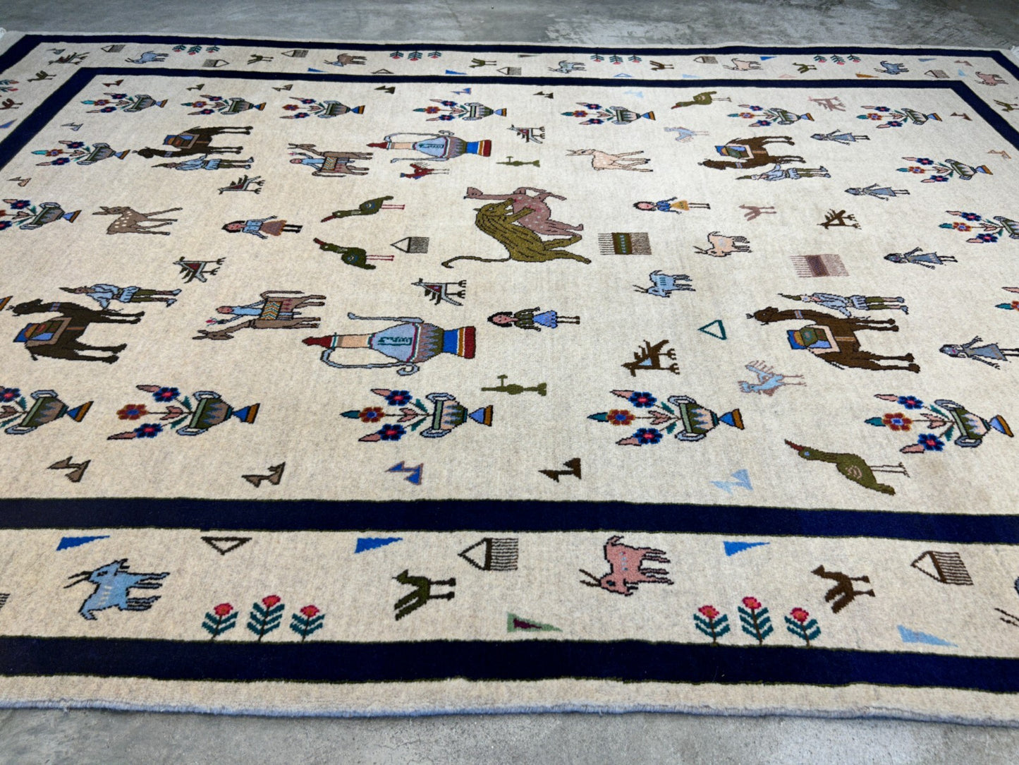 6'3"x9'4" Hand-Knotted 100% Wool Pile Gabeh Carpet - Area Rug