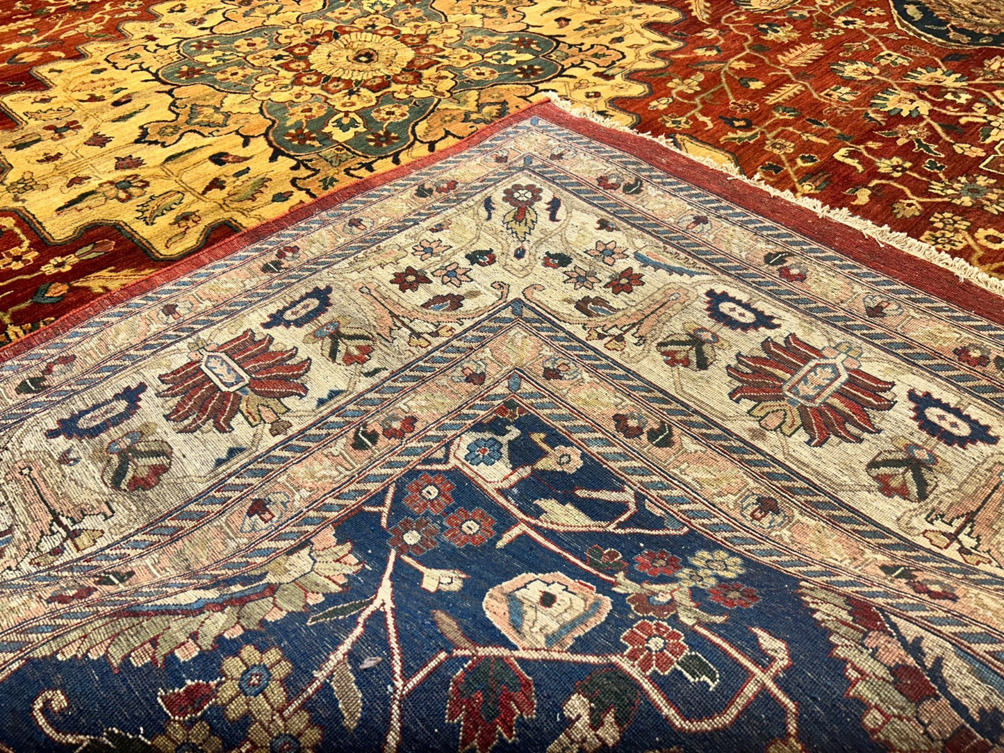 11'11"x15'5" Hand-Knotted 100% Wool Pile Herize Area Rug - Carpet