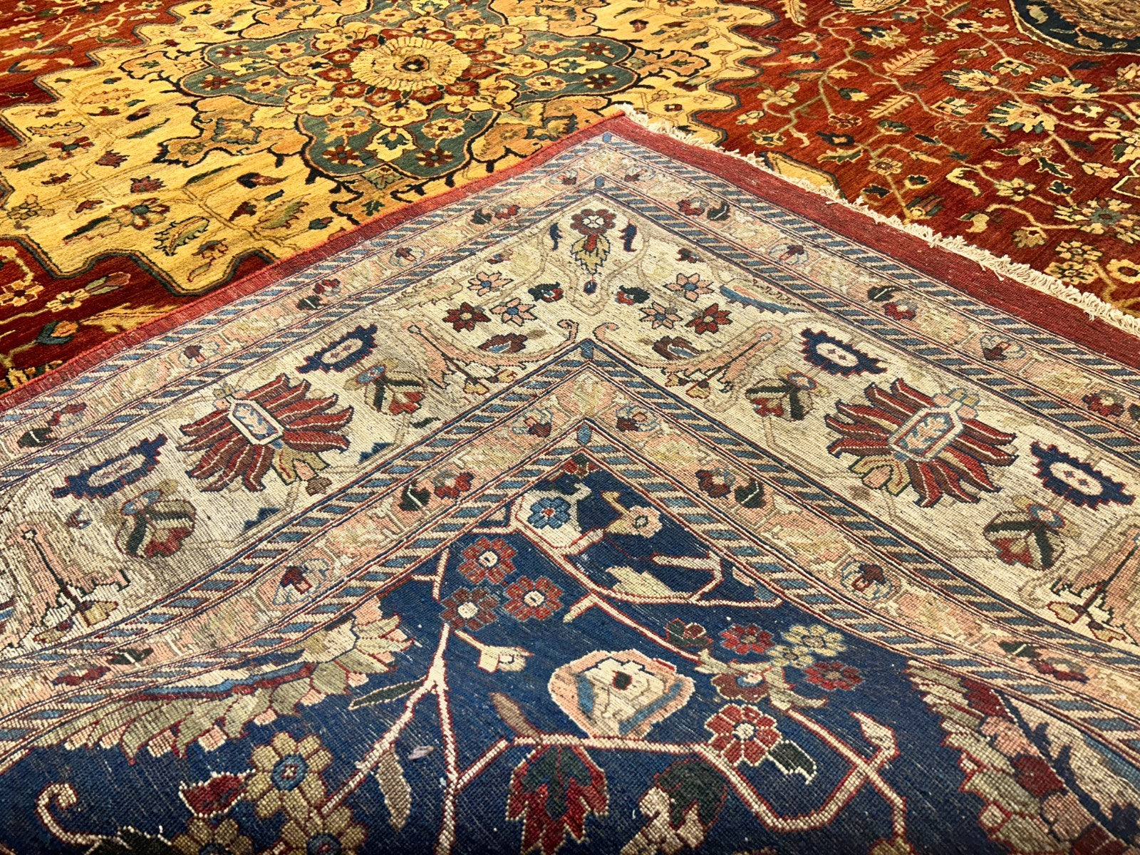 11'11"x15'5" Hand-Knotted 100% Wool Pile Herize Area Rug - Carpet