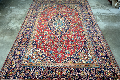 6'4"x9'11" Hand-Knotted 100% Wool Pile Kashanne Carpet - Area Rug