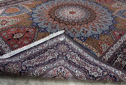 8'3"x10'5" Very Fine Hand-Knotted Wool & Silk Tabrize Rug