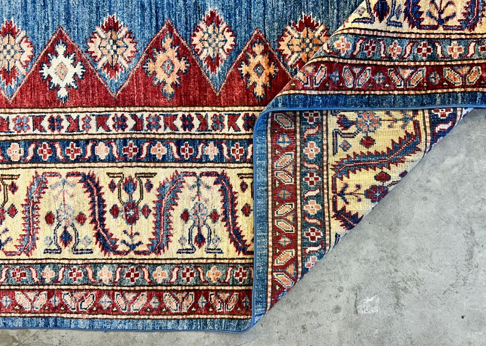 9'6"x11'7" Hand-Knotted 100% Wool Pile Kazak Design Carpet - Area Rug