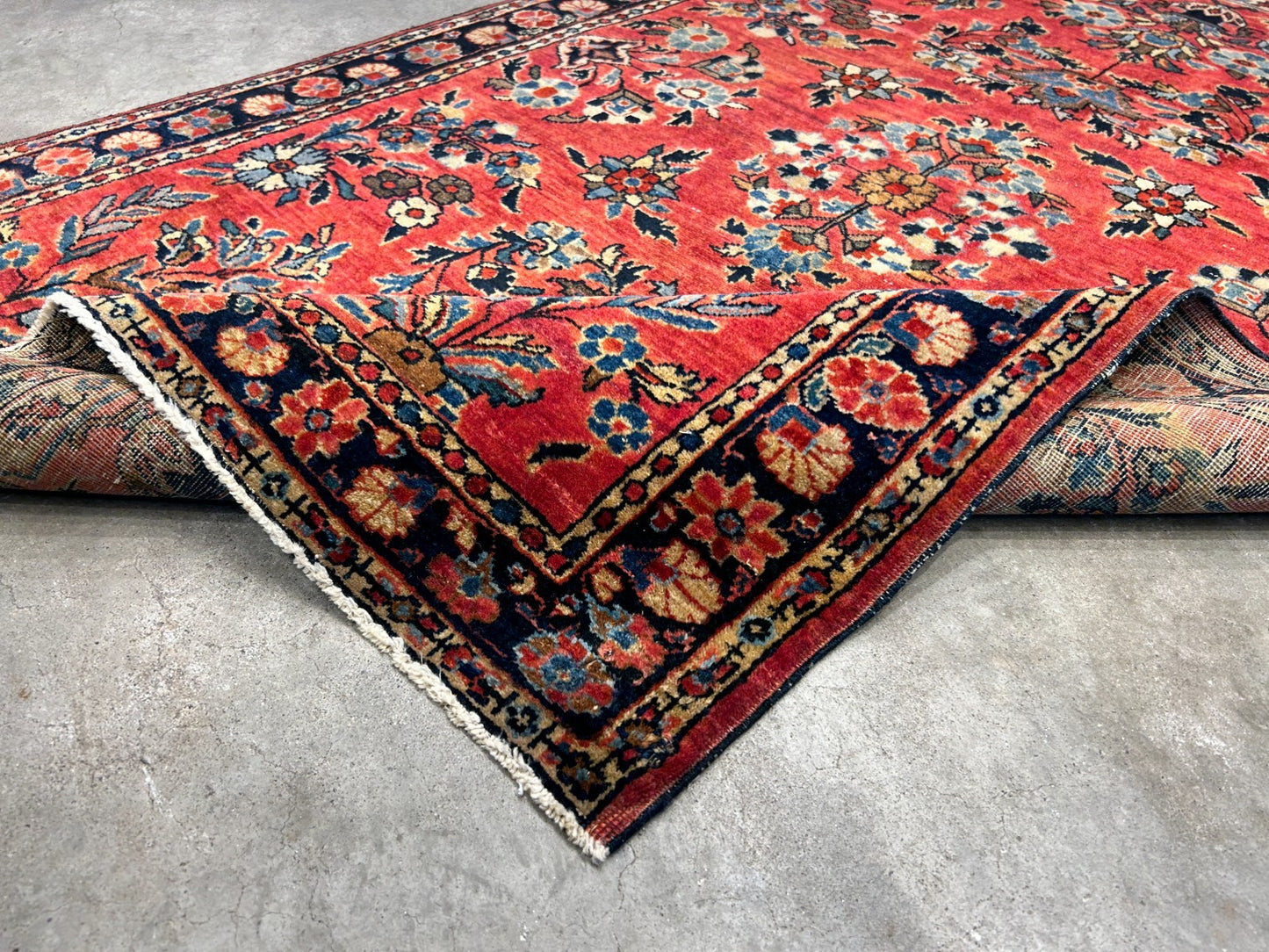 3'4"x4'10" Antique Hand-Knotted 100% Wool Pile Sarouke Mohajeran Rug