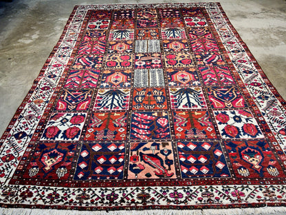 7'1"x10'1" Hand-Knotted 100% Lamb Wool Bakhtiarie Carpet - Area Rug