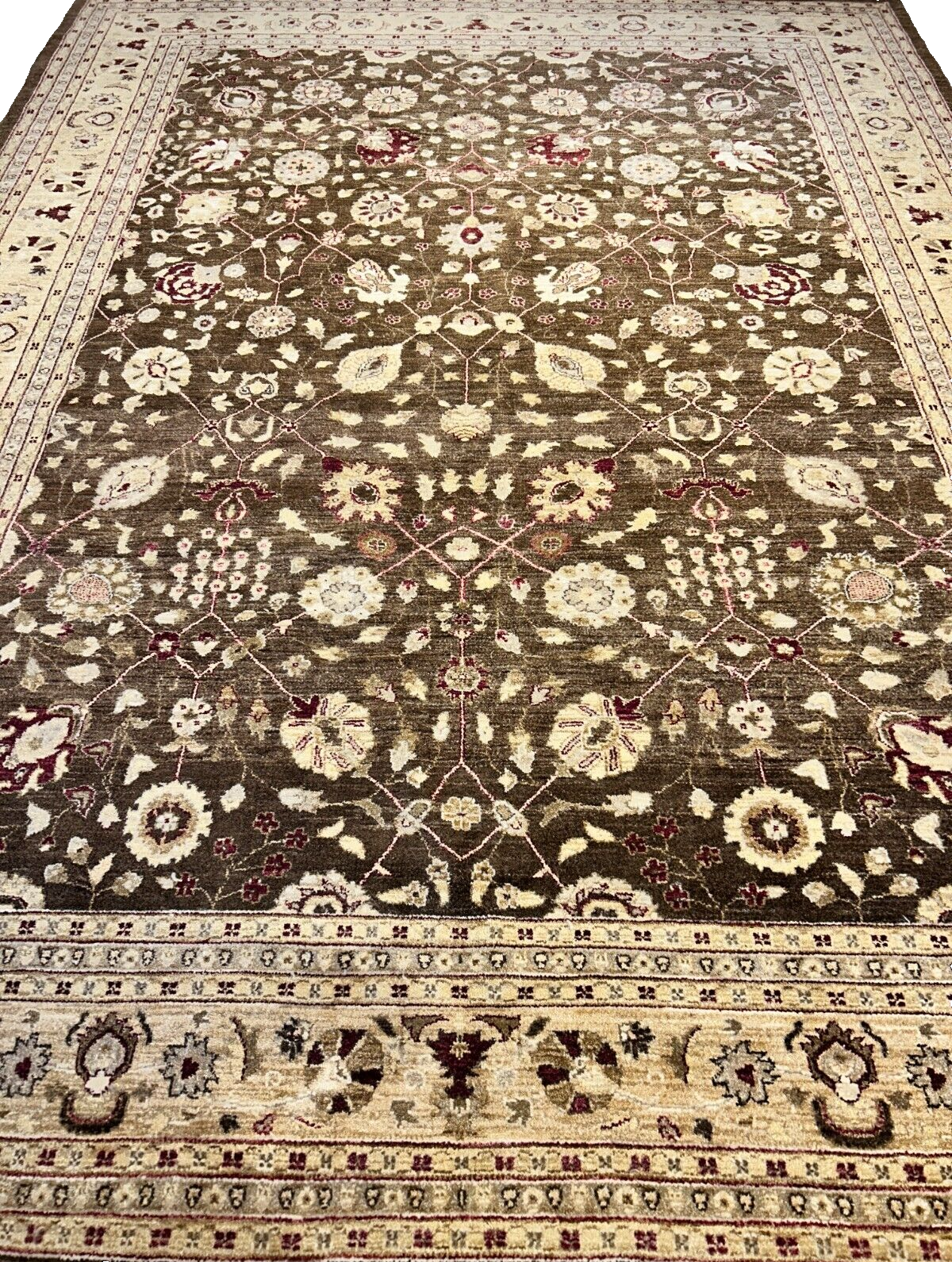 9'3"x12' Hand-Knotted 100% Wool Pile Agra Design Carpet - Area Rug