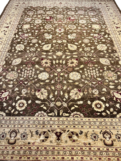 9'3"x12' Hand-Knotted 100% Wool Pile Agra Design Carpet - Area Rug