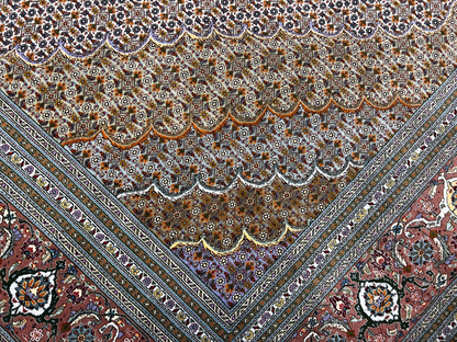 8'4"x11' Hand-Knotted Silk & Wool Tabrize Fish Style  Rug - Carpet