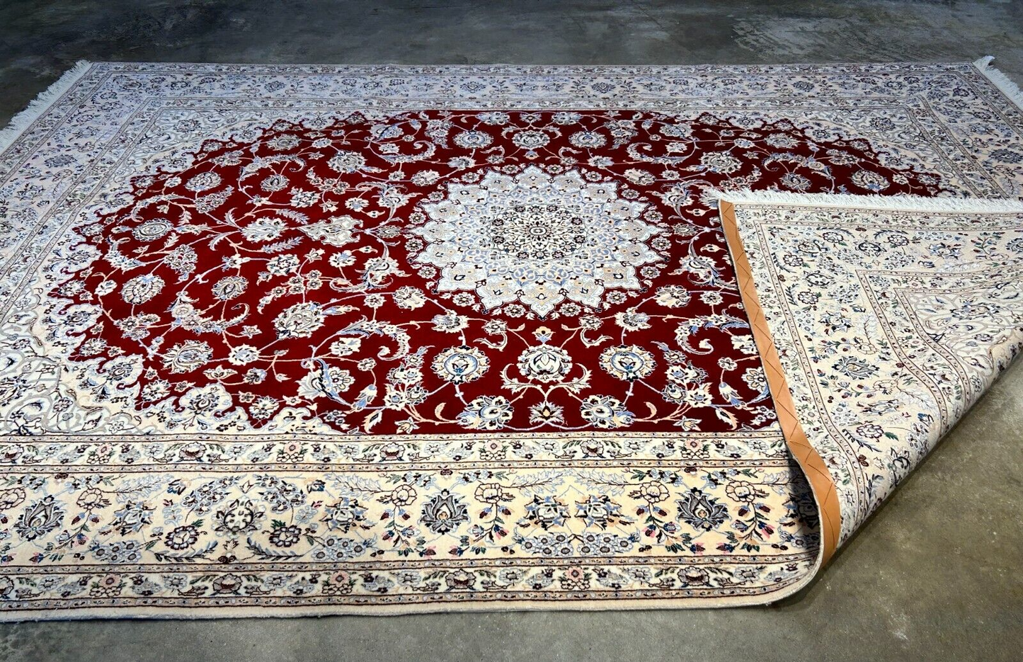 6'7"x9'6" Fine Hand-Knotted Wool & Silk Naine Rug - Area Carpet