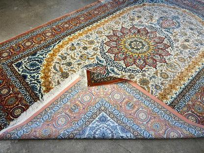 7'3"x10'7" Exquisite Extra-Fine Hand-Knotted 100% Silk Qume Carpet - Area Rug