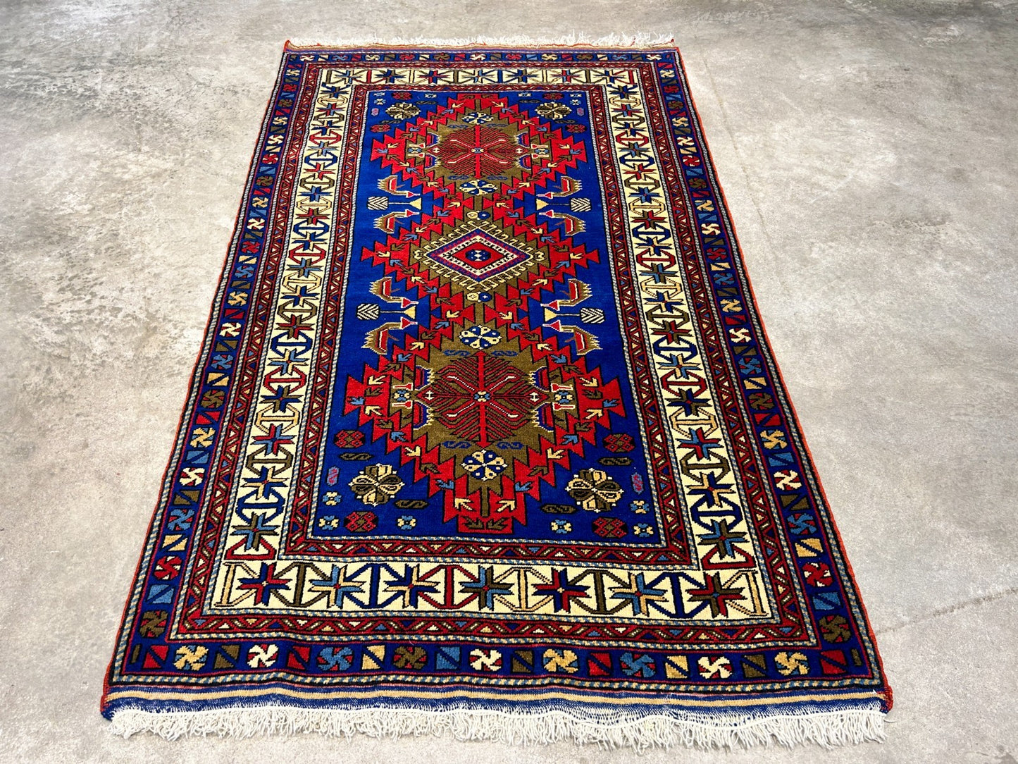3'6"x5'9" Hand-Knotted 100% Wool Pile Yalamehe Rug