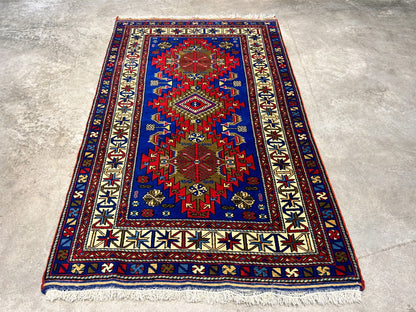 3'6"x5'9" Hand-Knotted 100% Wool Pile Yalamehe Rug