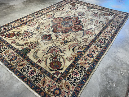 7’8”x10’8” Antique Hand-Knotted 100% Wool Pile Tabrize Area Rug - Carpet