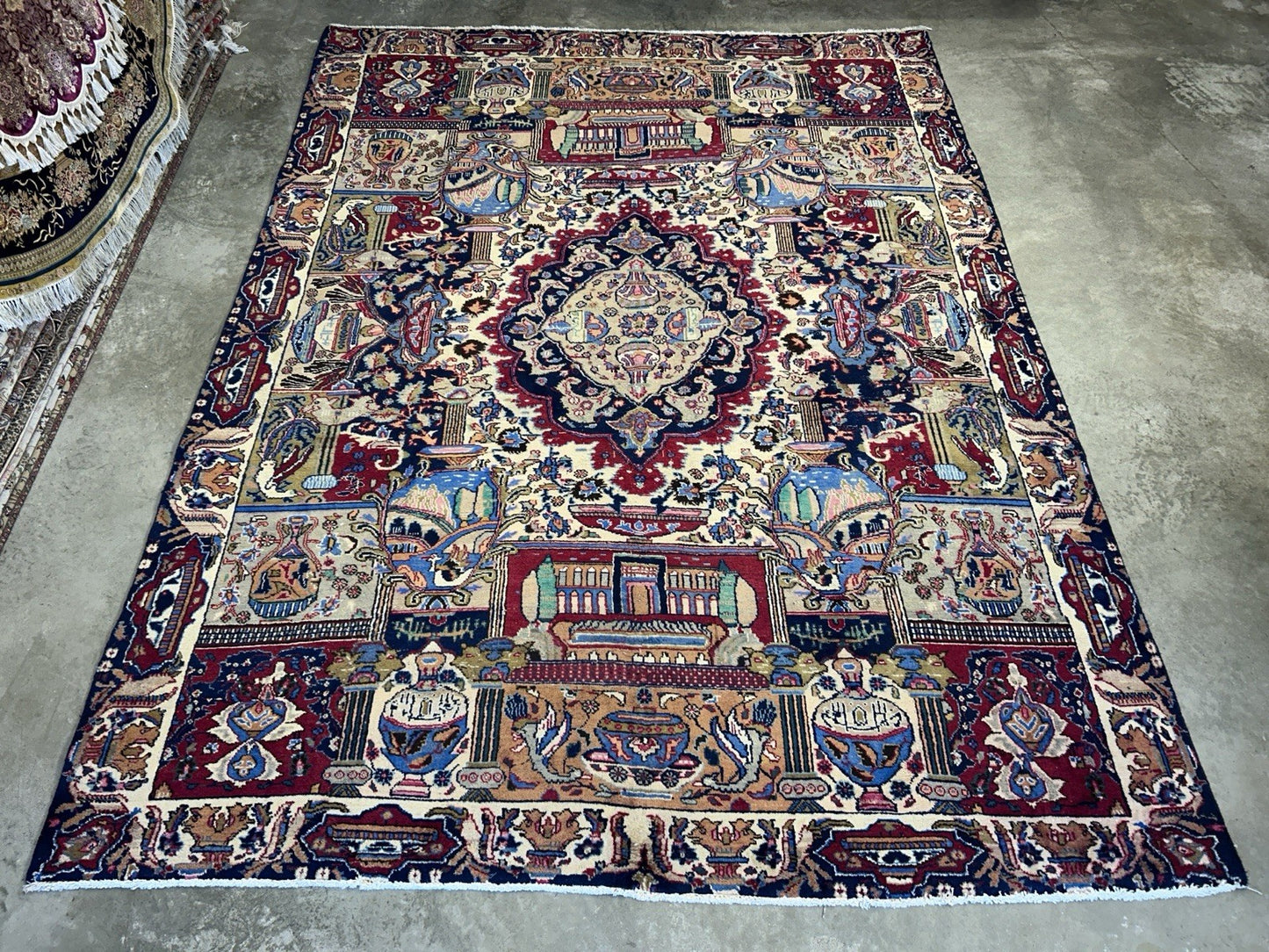 8’2”x11’2” Antique Hand-Knotted 100% Wool Pile Tabrize Area Rug - Carpet