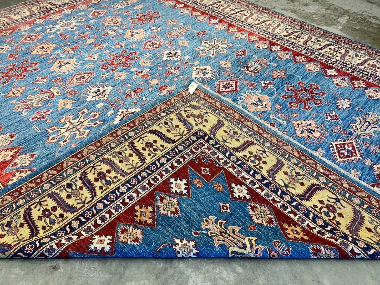 9'6"x11'7" Hand-Knotted 100% Wool Pile Kazak Design Carpet - Area Rug
