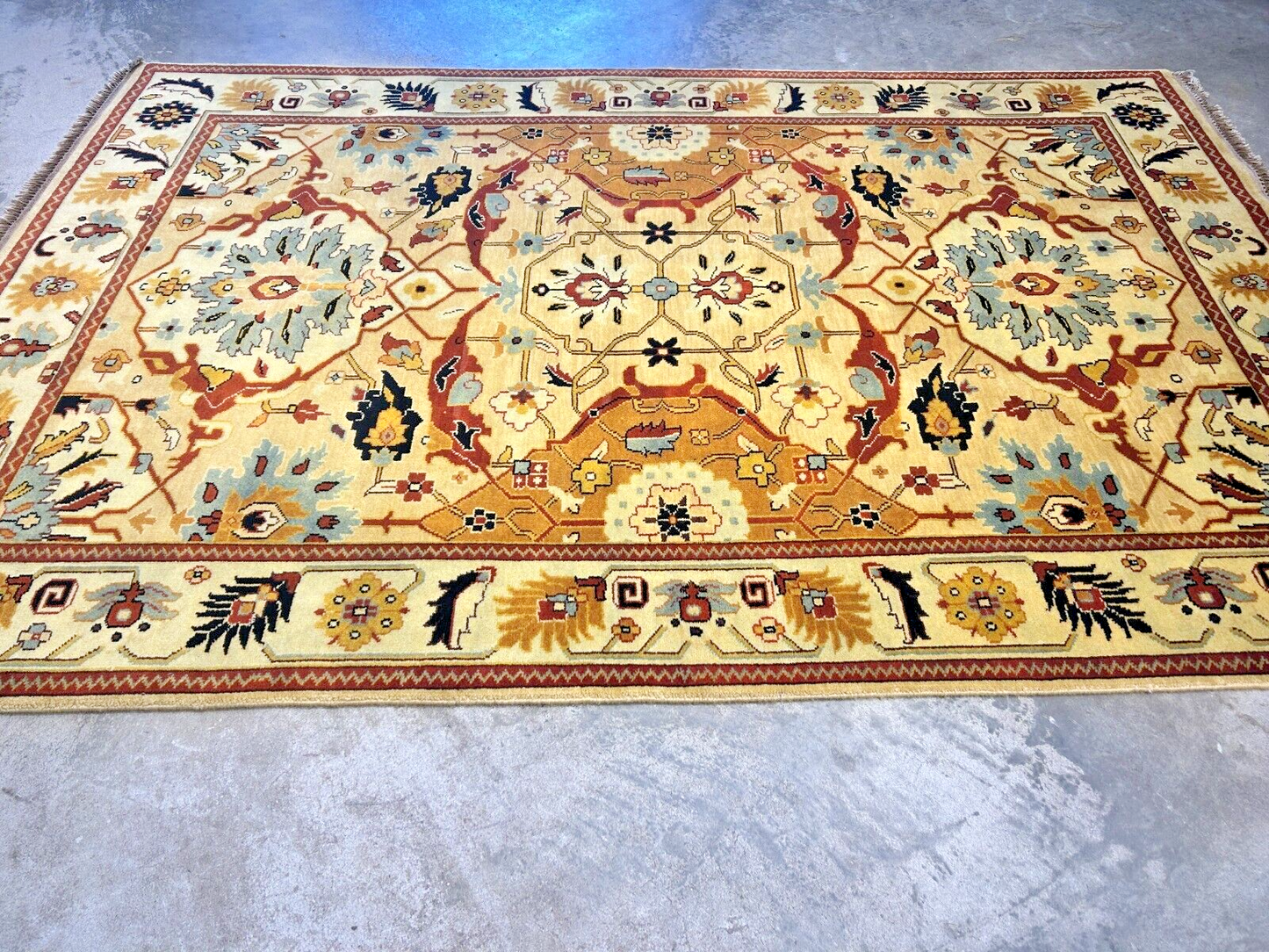 6'2"x9'0" Hand-Knotted 100% Wool Pile Indian Bakhsayeshe Carpet - Area Rug
