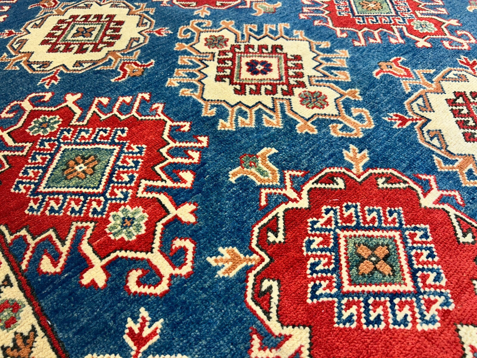 9'x12' Hand-Knotted 100% Wool Pile Kazak Rug