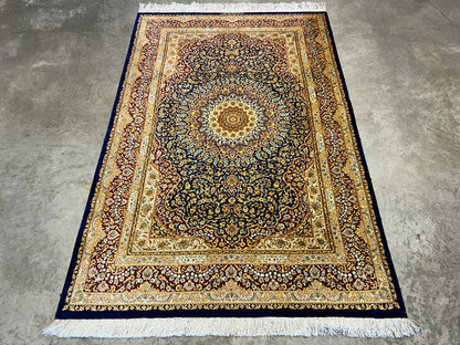 3'3"x5' Exquisite Extra-Fine Hand-Knotted 100% Silk Qume Area Rug - Carpet