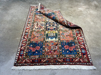 3'5"x5'2" Hand-Knotted 100% Lamb Wool Bakhtiarie Carpet - Area Rug