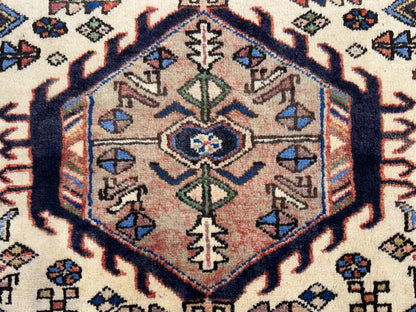 3'8"x5'2" Hand-Knotted 100% Wool Pile Karaja Area Rug - Carpet