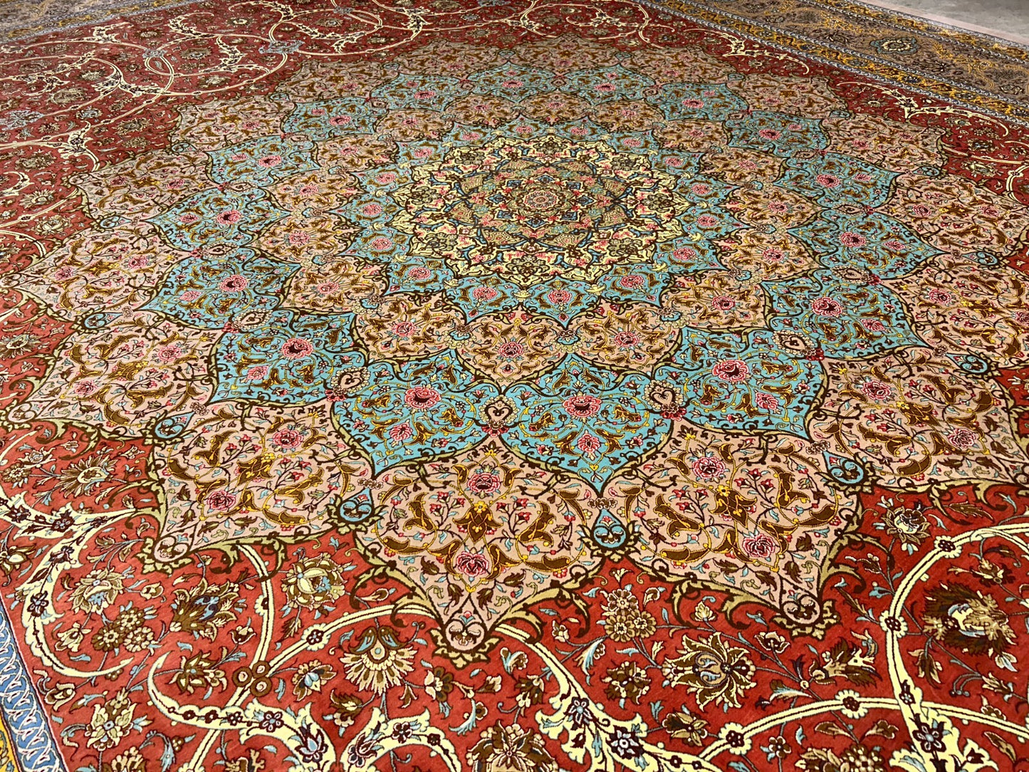 9'9"x13'4" Exquisite Signed Hand-Knotted 100% Silk Qume Rug