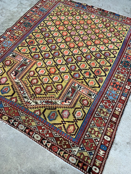 3'7"x4'6'' Collector Antique Russian Shiravan 100% Wool Area Rug