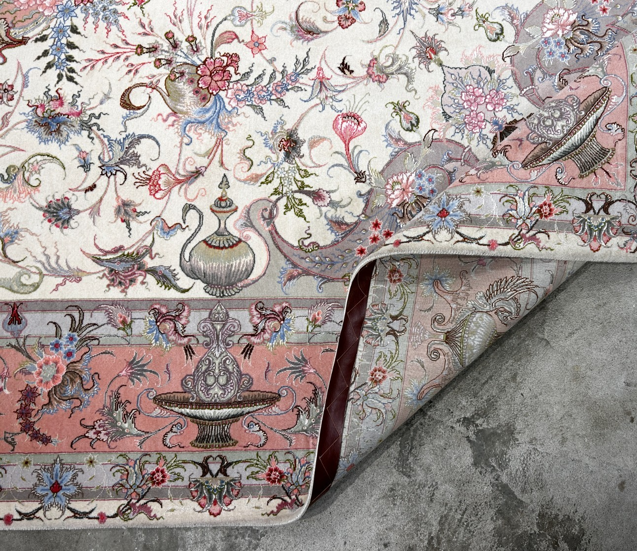 8'3"x11'7" Extremely Fine Hand-Knotted Wool & Silk Tabrize Area Rug - Signed