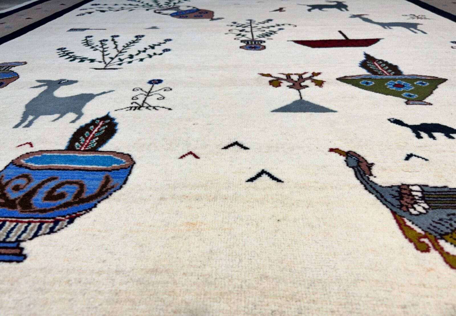 6'6"x9'1" Hand-Knotted 100% Wool Pile Gabeh Carpet - Area Rug