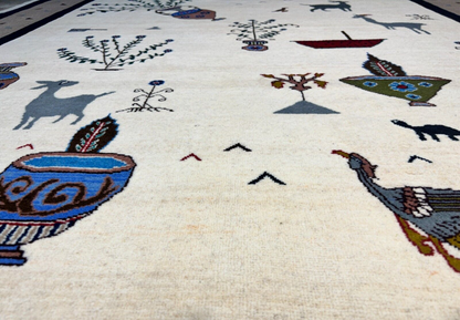 6'6"x9'1" Hand-Knotted 100% Wool Pile Gabeh Carpet - Area Rug