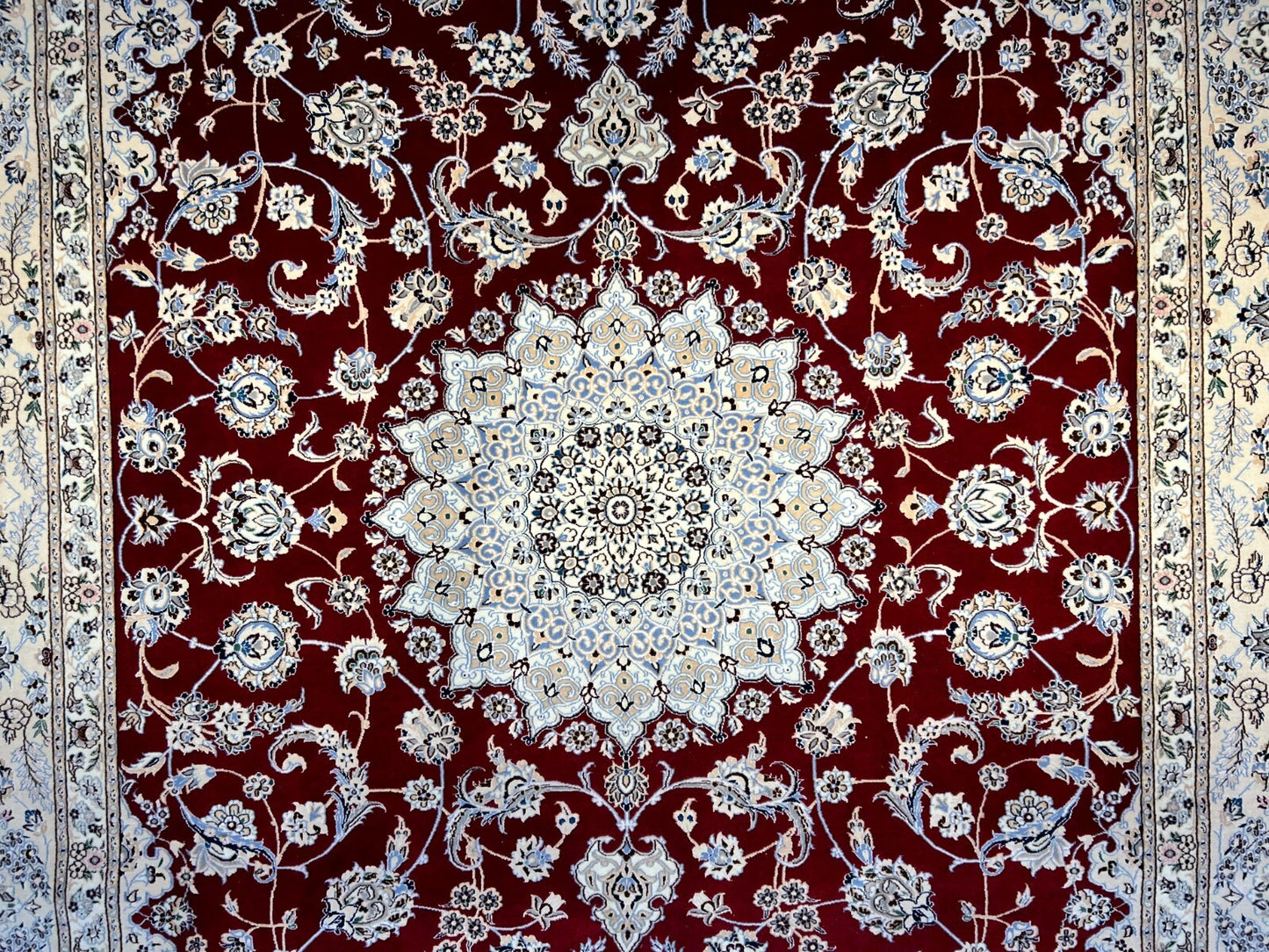 6'7"x9'6" Fine Hand-Knotted Wool & Silk Naine Rug - Area Carpet